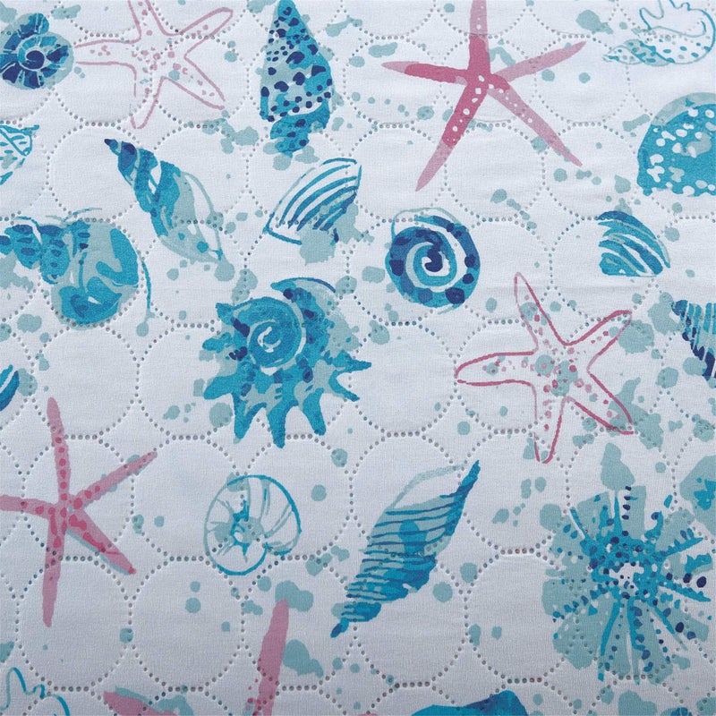 JessyHome Queen Size Quilts Beach Queen Quilt Set Collection Bedspread Coverlet Reversible Lightweight Bedding Pink Starfish Aqua Home Quilt Set - Image 3